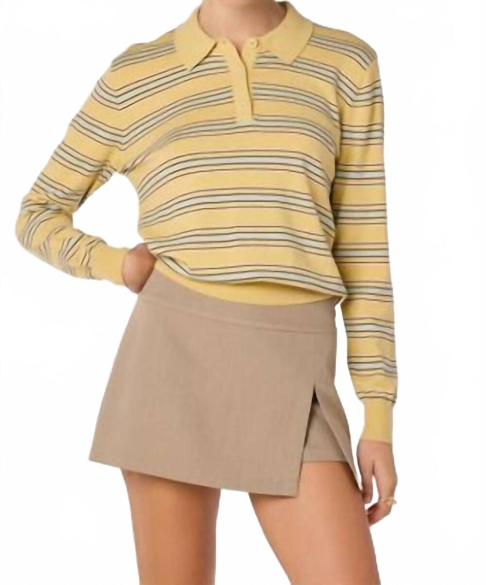 NEW ASTR dora striped polo sweater in yellow